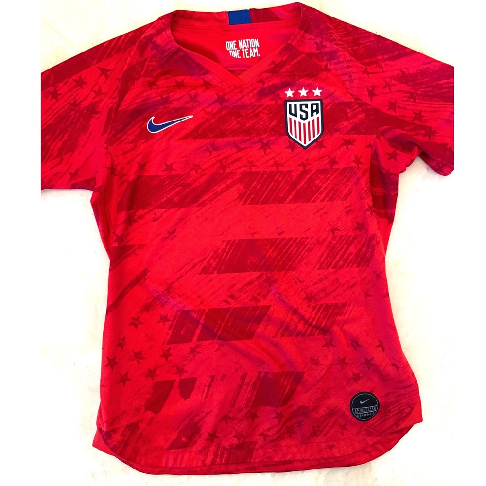 Nike USWNT Women Soccer Jersey Red Star Pattern 2019 Away Kit Small AJ4398-657